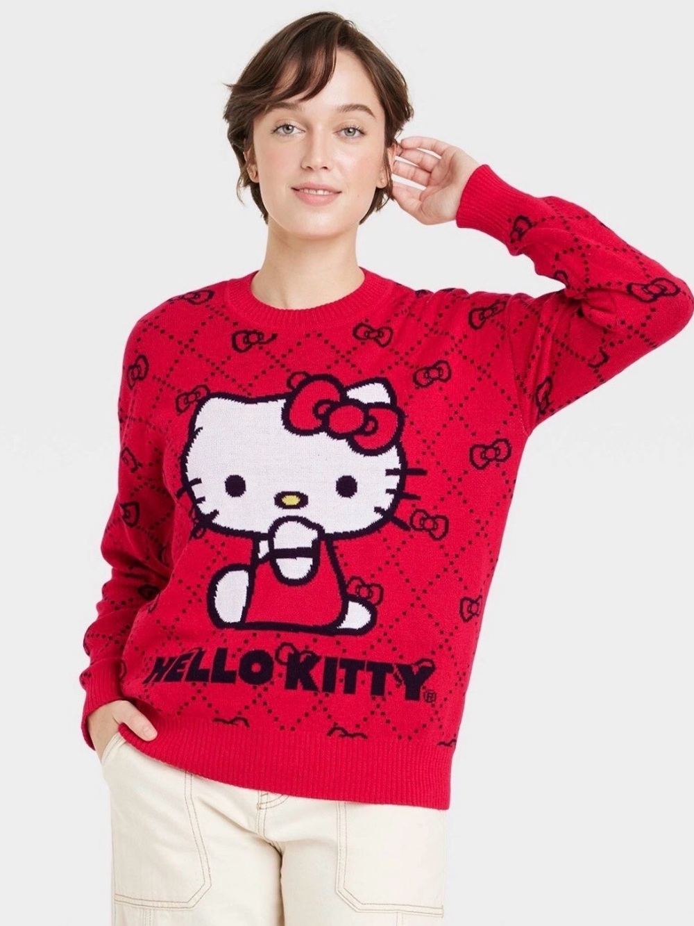 Y2K Sanrio Hello Kitty Red Graphic Crewneck Sweater 2XL